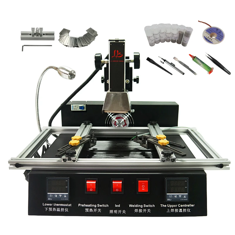 

M770 BGA Rework Station 2 Zones Manual Operation 1900W BGA Soldering Reballing Machine with 29pcs Repair Kit Stencils