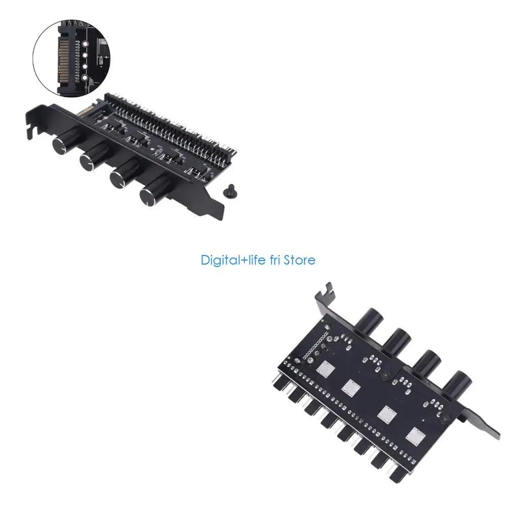 

E06D 4 Pin Cooling Fan Hub Splitter Motherboard 1 to 8 port PWM Fan Controller