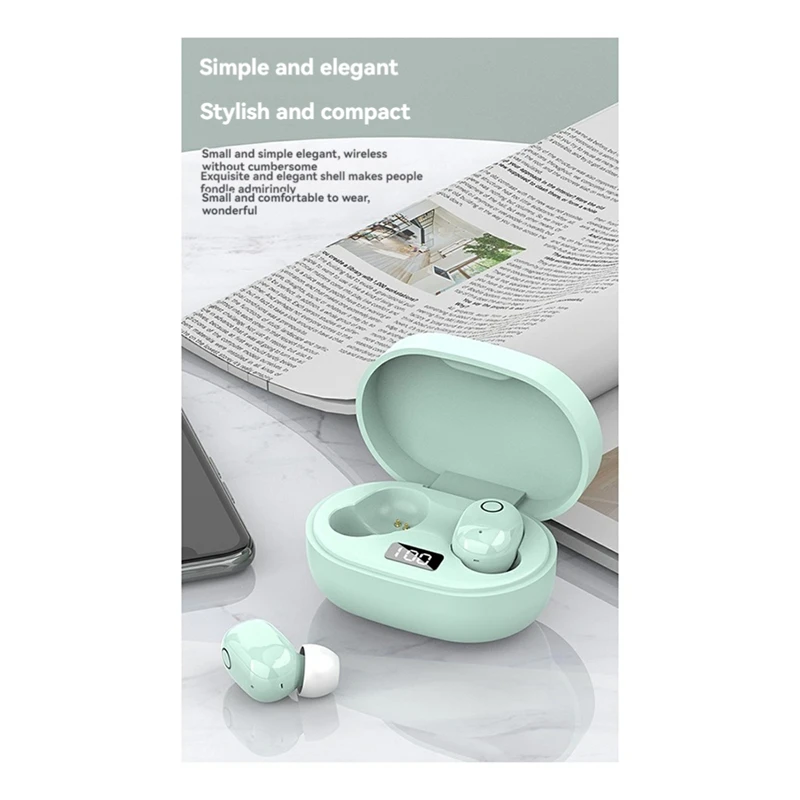 Wireless Bluetooth 5.0 Earbud IPX5 Water Sweat Proof Headphones Touch Controls, Smart LCD Charging Case 3D Stereo Bass