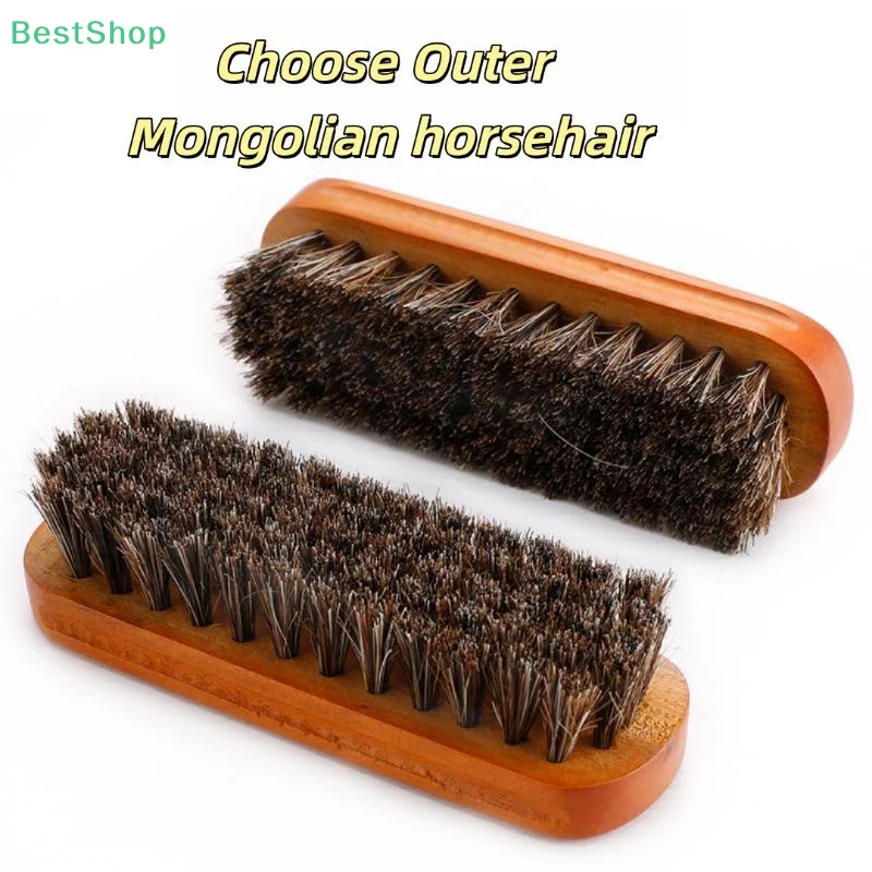 ♥ ♥ ♥ Hochwertige Schuhbürste, staubreinigende braun-rote Rosshaarbürste aus massivem Holz, weiche Rosshaarbürste