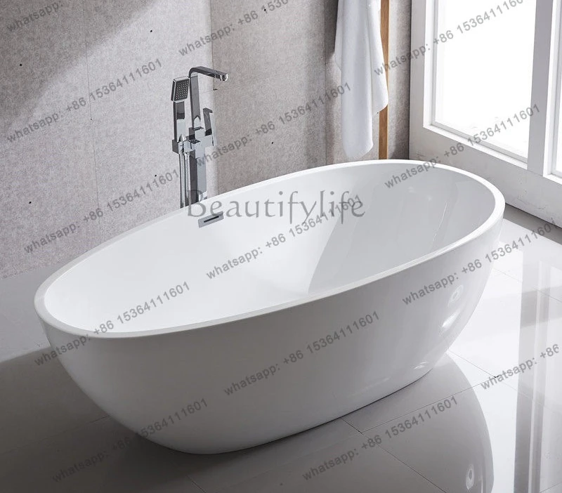 Mini simple duck egg-shaped thin edge deep independent integrated small apartment bathtub