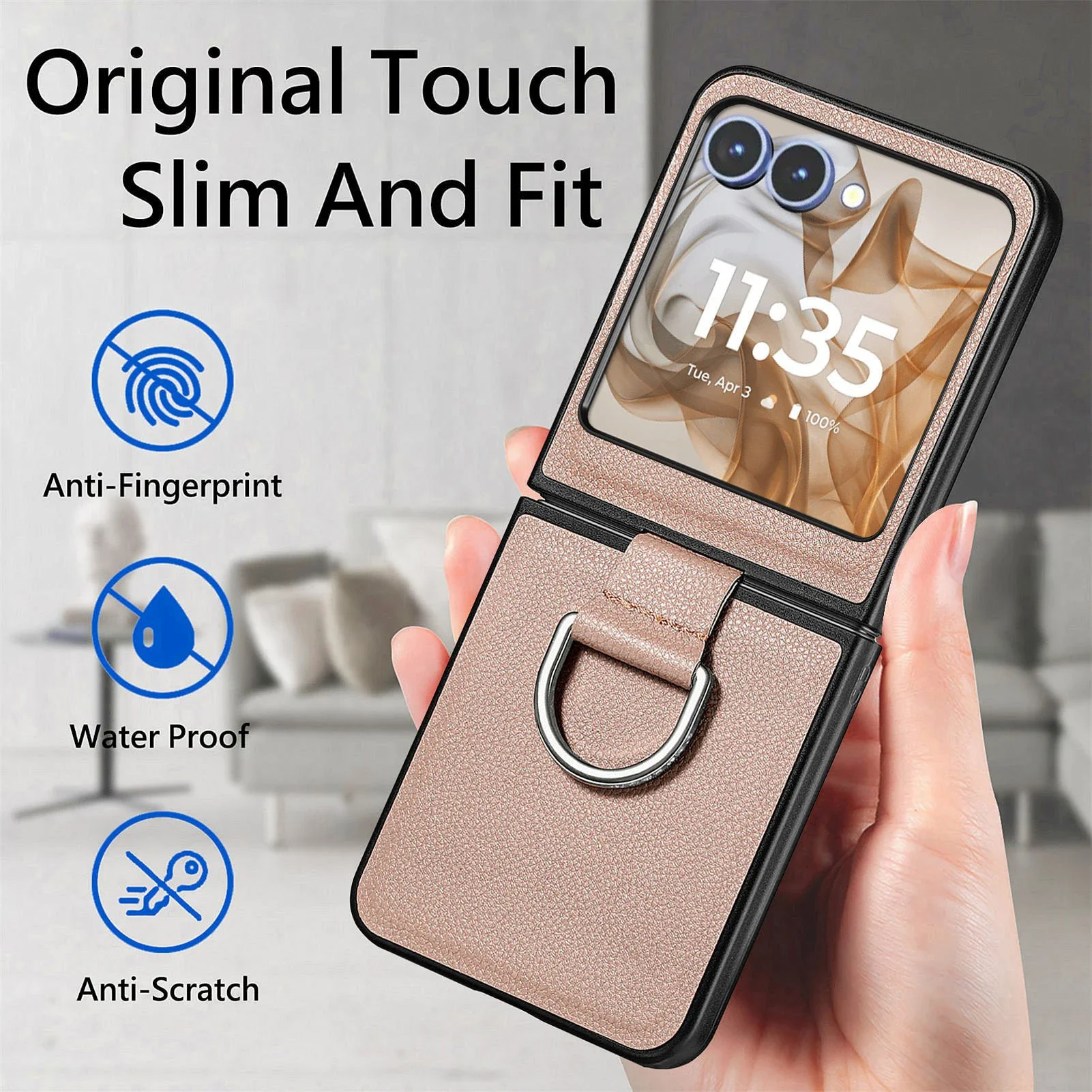 

Durable Genuine Leather Case For Samsung Galaxy Z Flip 7 FE Cover Full Wrapped Litchi For Samsung Galaxy Z Flip 7 FE Phone Cases