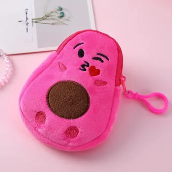 Carteira de pelúcia de abacate kawaii bolsa de chave fofa pequena bolsa de moedas feminina meninas mini bolsa
