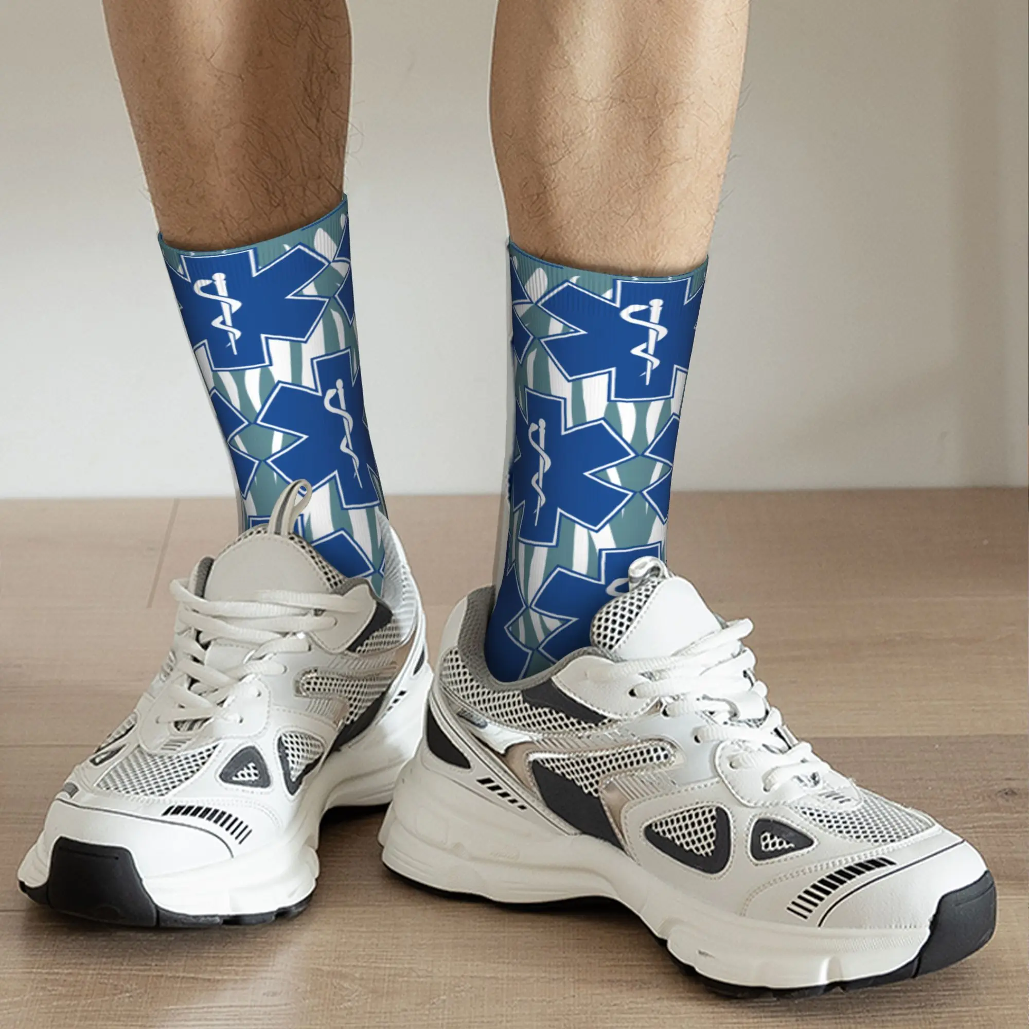 Custom Star Of Life Cute Men's Zebra pattern Dress Socks Unisex Comfortable Warm 3D Print  Crew Socks