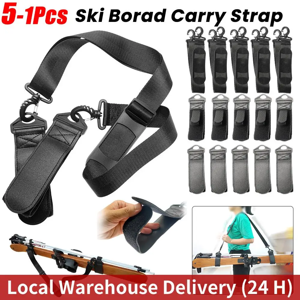 1-5 pçs portátil esqui borad carry cinta ajustável pólo de esqui ombro mão transportadora trela esportes ao ar livre acessórios de esqui