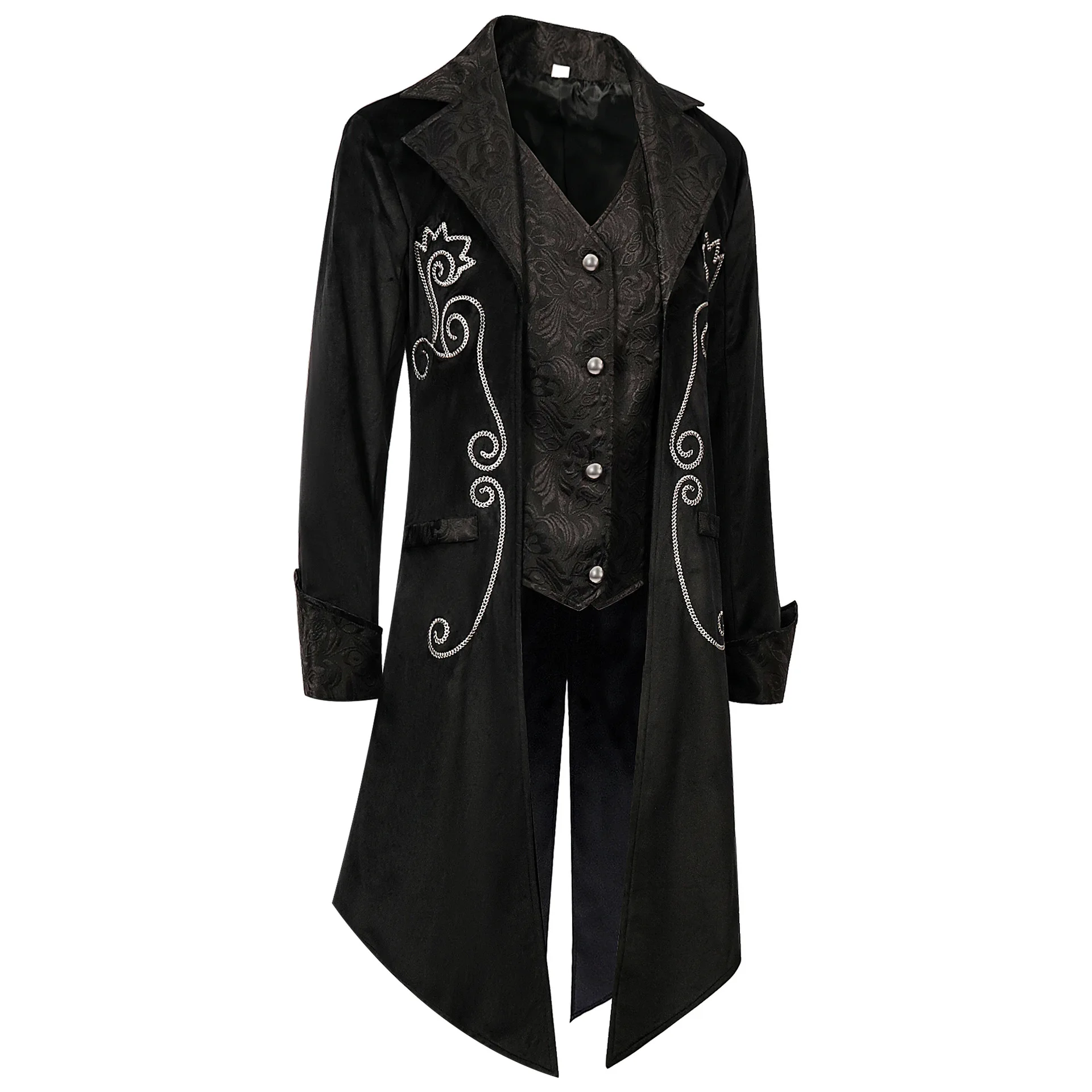 Men Steampunk Gothic Victorian Jacket Vintage Purple Velvet Tailcoat Medieval Frock Coat Uniform Renaissance Costume Homme XXXL