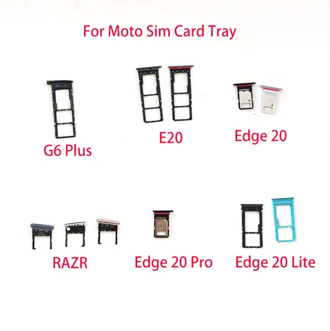 오리지널 SIM 카드 트레이 슬롯 거치대 어댑터 소켓, 모토로라 모토 RAZR G6 플러스 E20 E30 E40 라이트 엣지 20 프로용, 10 개