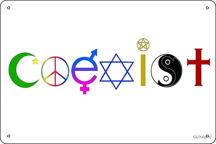 Coexist Poster Metal Sign Decor - 8 x 12inch Bar Pub Garage Man Cave Wall Art