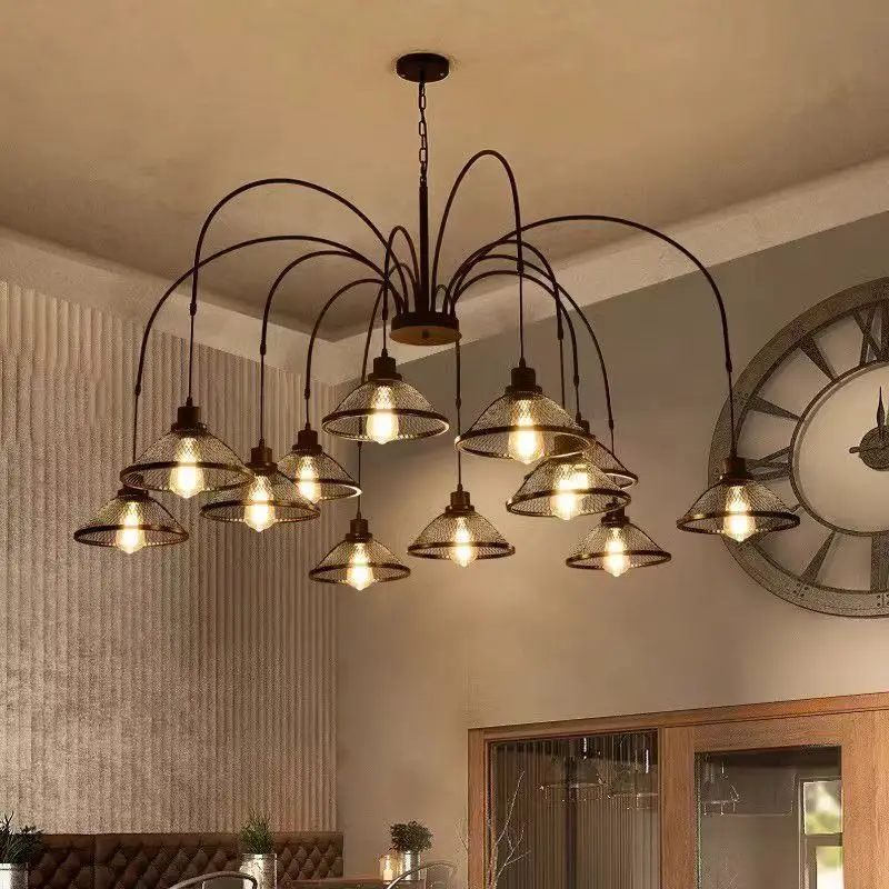 OUFULA Industrial Wind Pendent Lamp American Retro Living Room Restaurant Loft Clothing Store Cafe Bar Box Homestay Chandelier