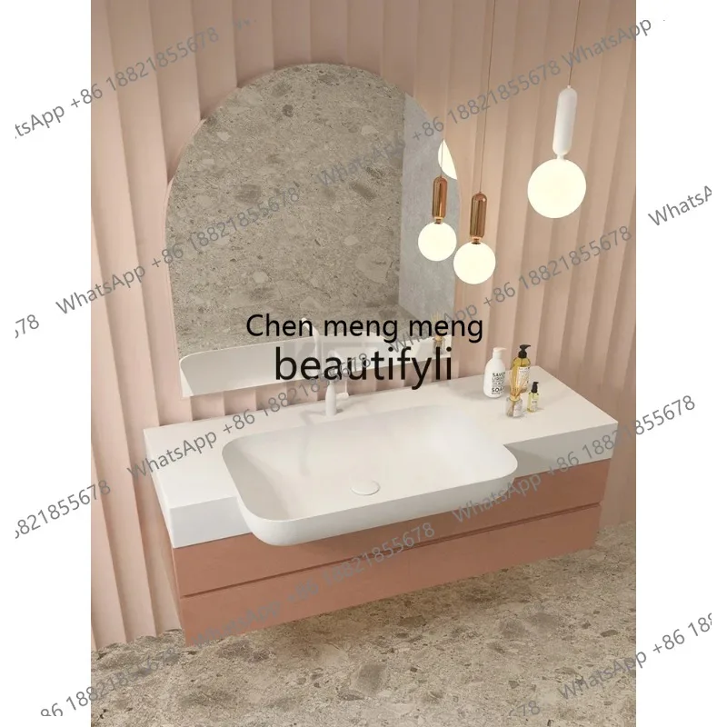 

Front convex semi-embedded big belly basin hand wash face table Under the stage wash table Bathroom cabinet LHY26