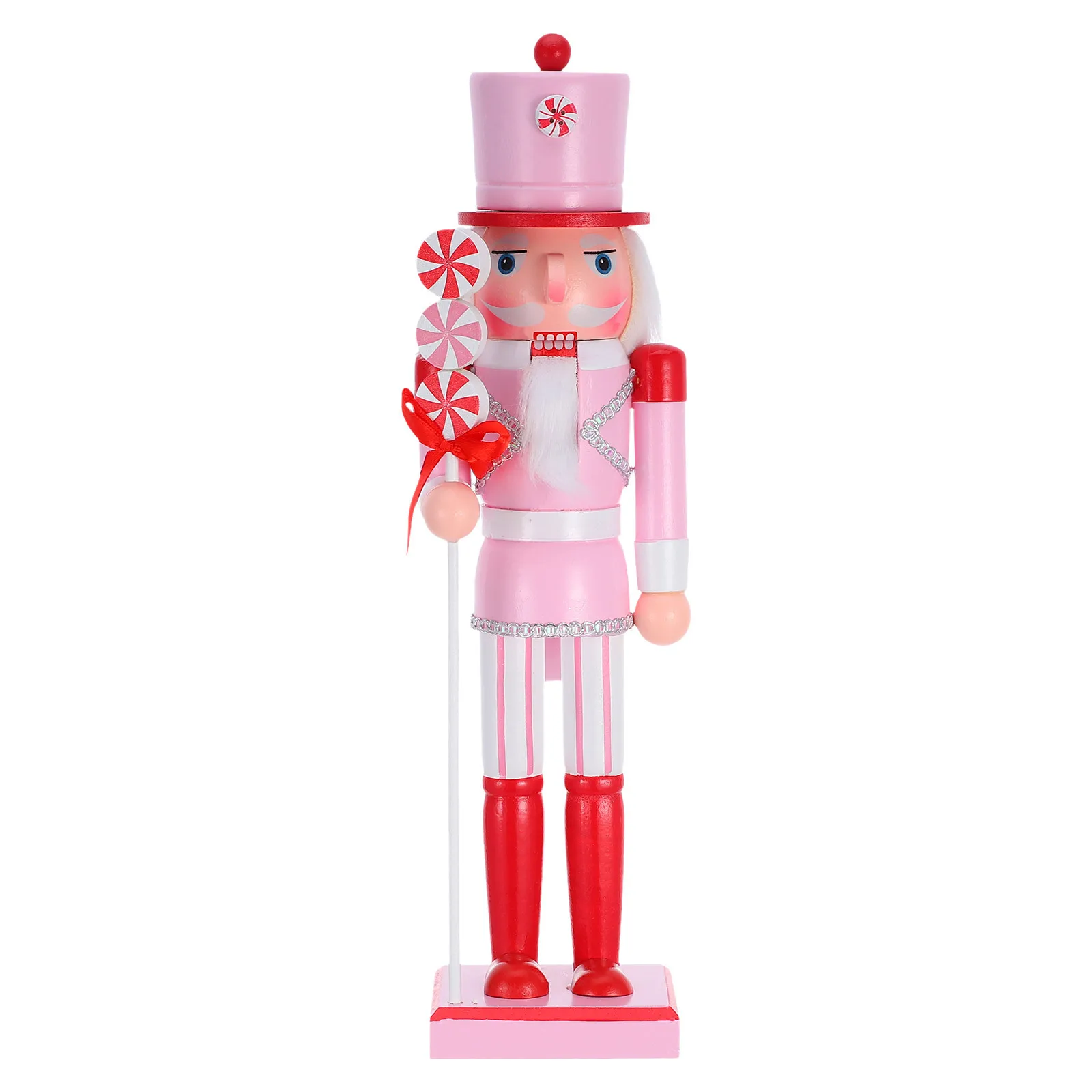 

Pink Candy Themed Wooden Nutcracker Christmas Tabletop Ornament Holiday Classic Nutcracker Decoration