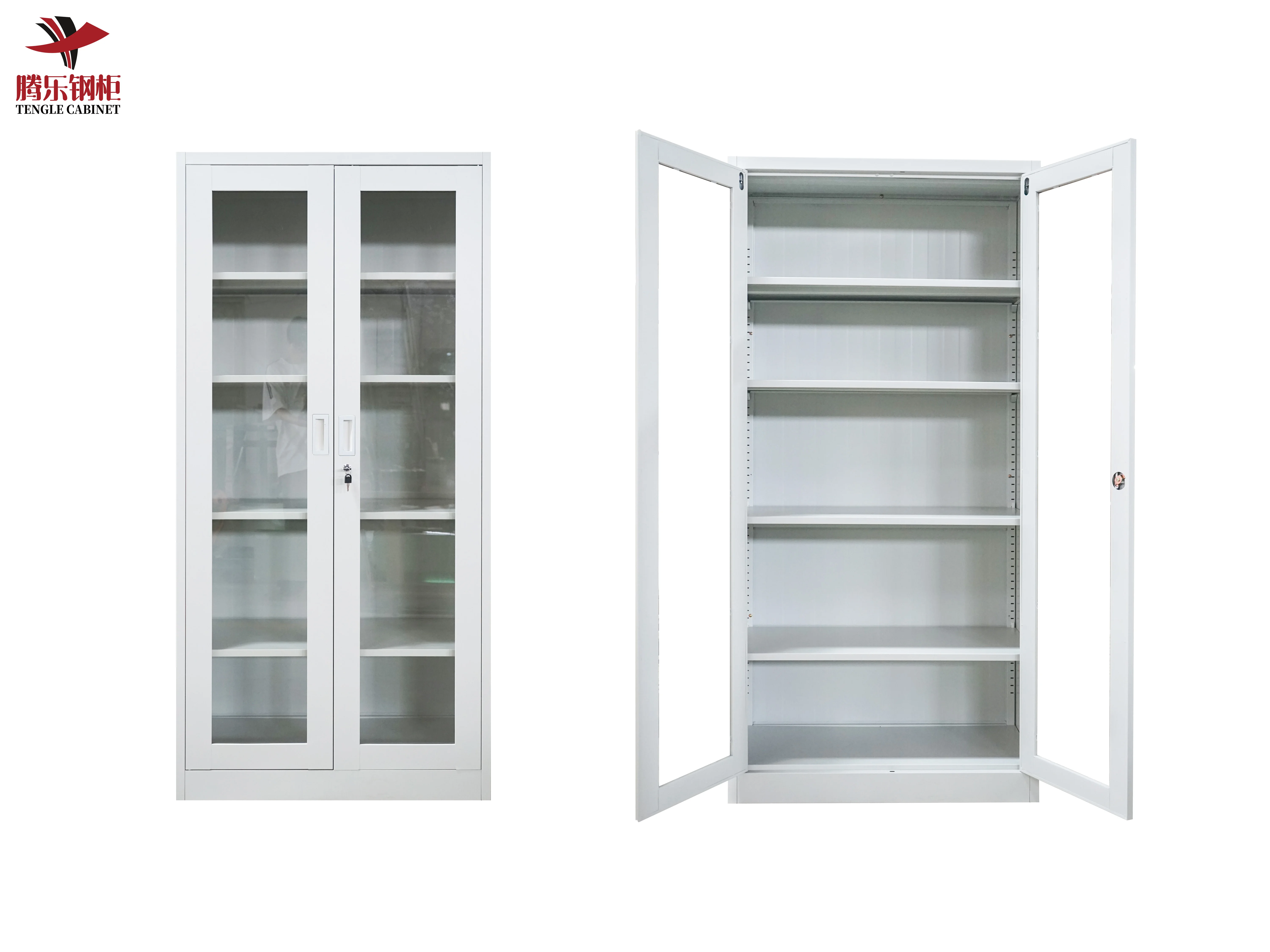 Modern Office Glass Frame Metal File Cabinet