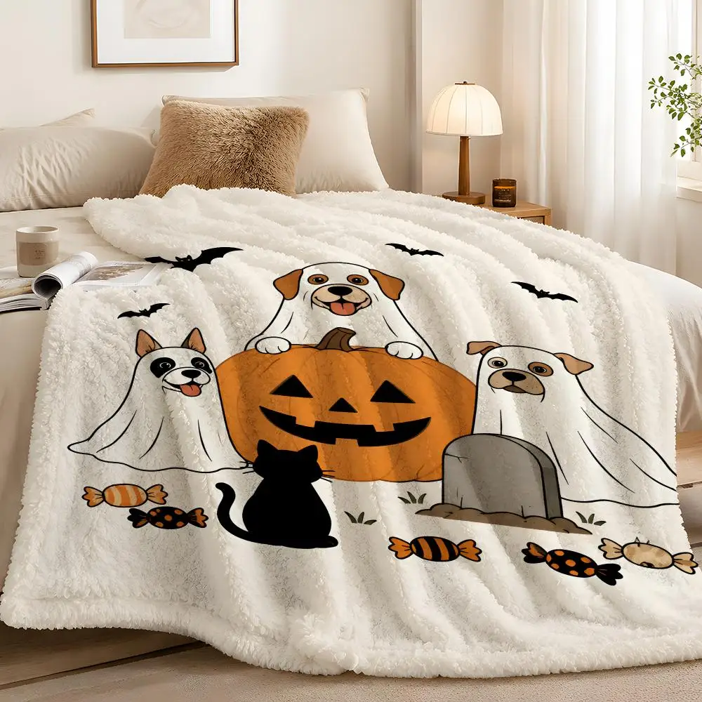 Halloween Ghost Dogs Boutique Inspired Premium Quality Artistic Compact Classic Apartment Living Throw