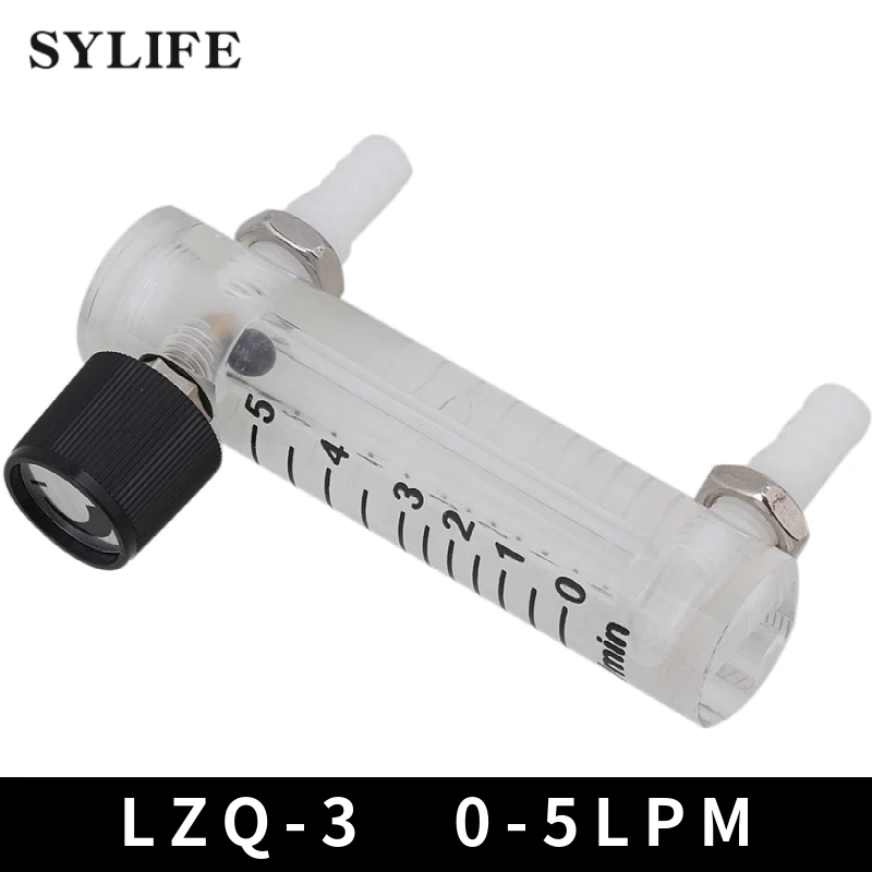 LZQ-3 0-5LPM Gas Oxygen Flow Meter With Control Valve Black+White