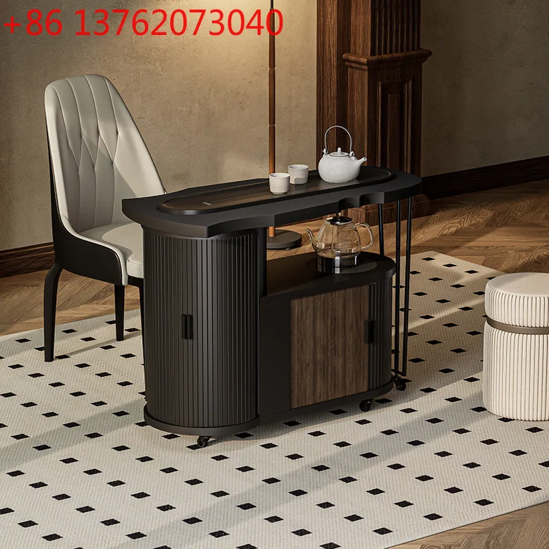 

Легкий роскошный чайный столик из каменной плиты, простой современный выдвижной встроенный мобильный чайный столик, чайный столик в стиле кунг-фу