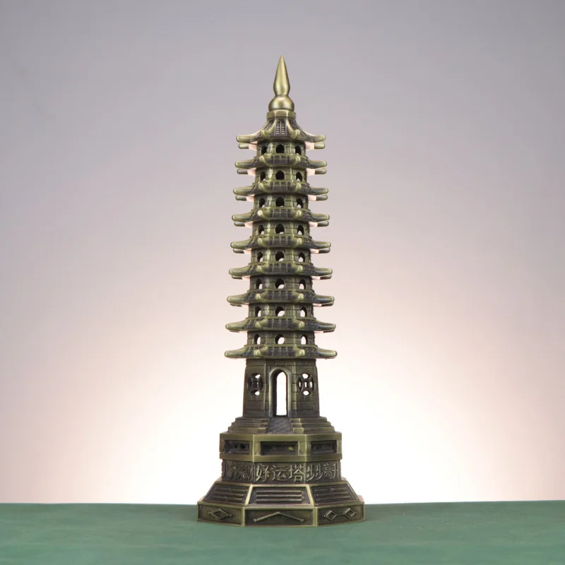 Copper , Eight-Trigram , Nine-Tier Wenchang Pagoda Ornament, Home Desk Decoration