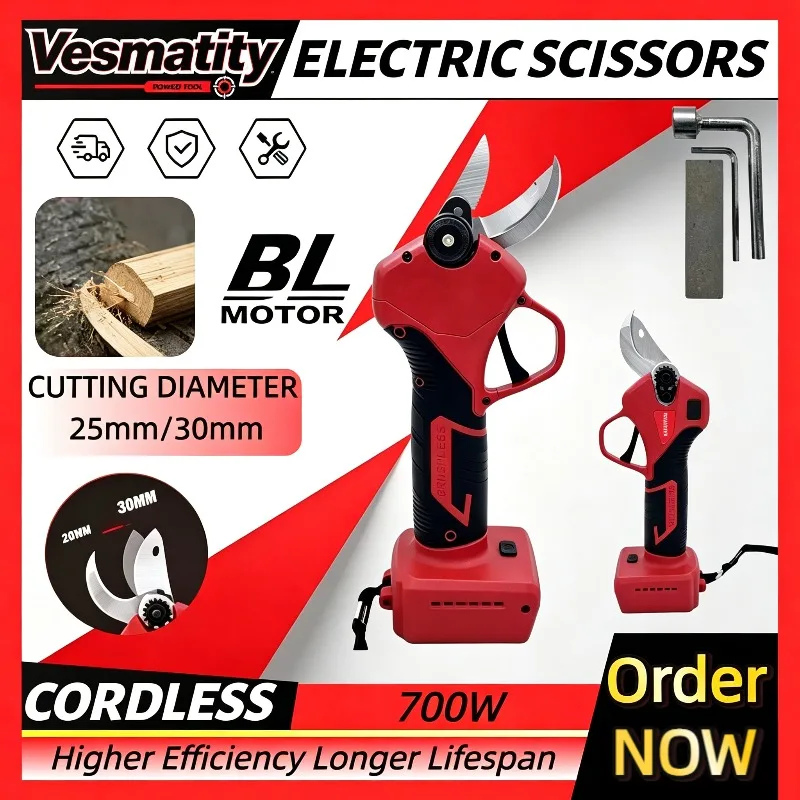 Cordless Electric Scissors Pruning Shears Brushless Handheld, Tree Branches Shrub Cutter for Garden Work For Milwaukee Battery