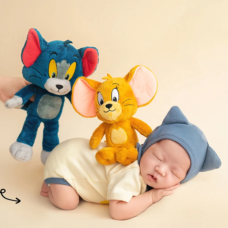 

Cartoon Newborn Photo Clothing Adjustable Cat Ear Hat Jumpsuit Set Cute Animal Baby Doll Toy 0-1 Month Infant Photography Props