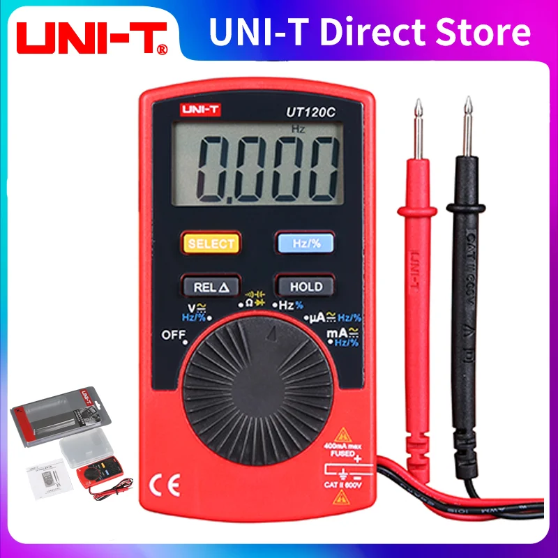 UNI-T UT120C Pocket Size Stype Digital Multimeter Auto Range Tester DC AC Voltage Diode Mini Electrical Meters LCD Display