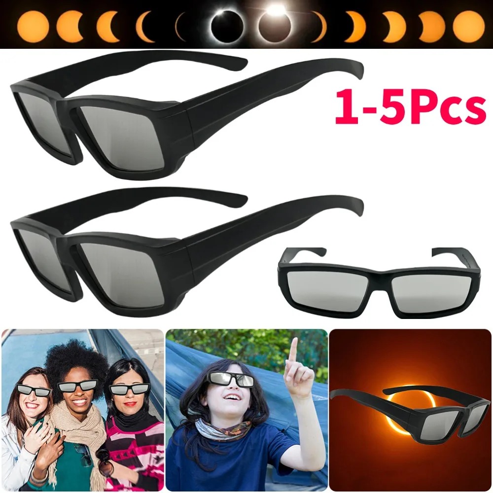 1-5PCS Solar Eclipse Glasse Reusable Anti-UV Viewing Glasses Safe Shades Observation Solar Glasses Upgraded Silver-plated Lenses
