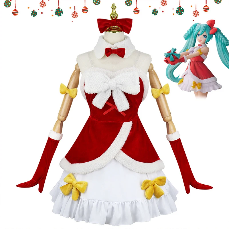 Miku Cosplay Costumes Anime Red Dress Girls Halloween Carnival Party Dressing For Women