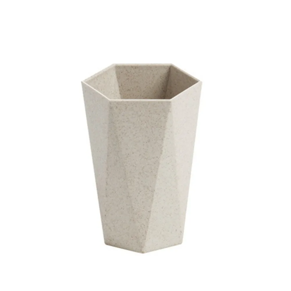 Rhombus Gargle Cup Eco Friendly Wheat Straw Toothbrush Holder Modern Bathroom Mouthwash Mug Lightweight Durable Home Supply