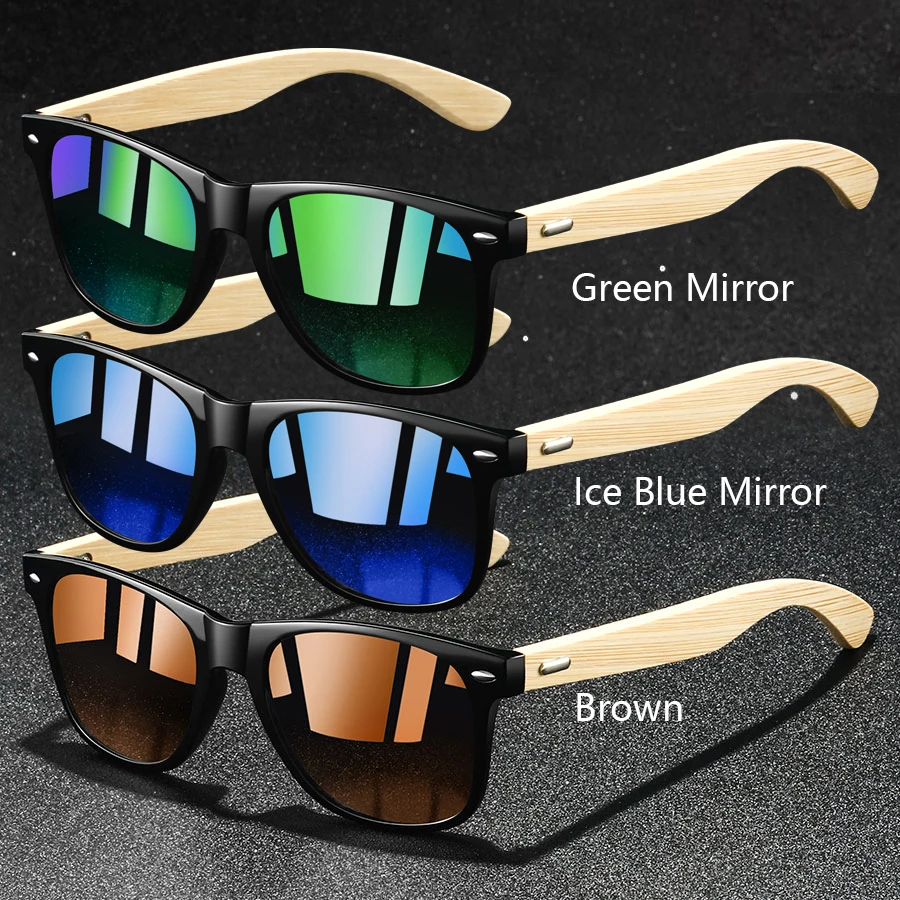3er-Set Modische Vintage-Sonnenbrillen aus Bambusholz, Quadratisch, für Damen und Herren, Luxus-Designer-Sonnenbrillen zum Fahren und Angeln – Detail 5