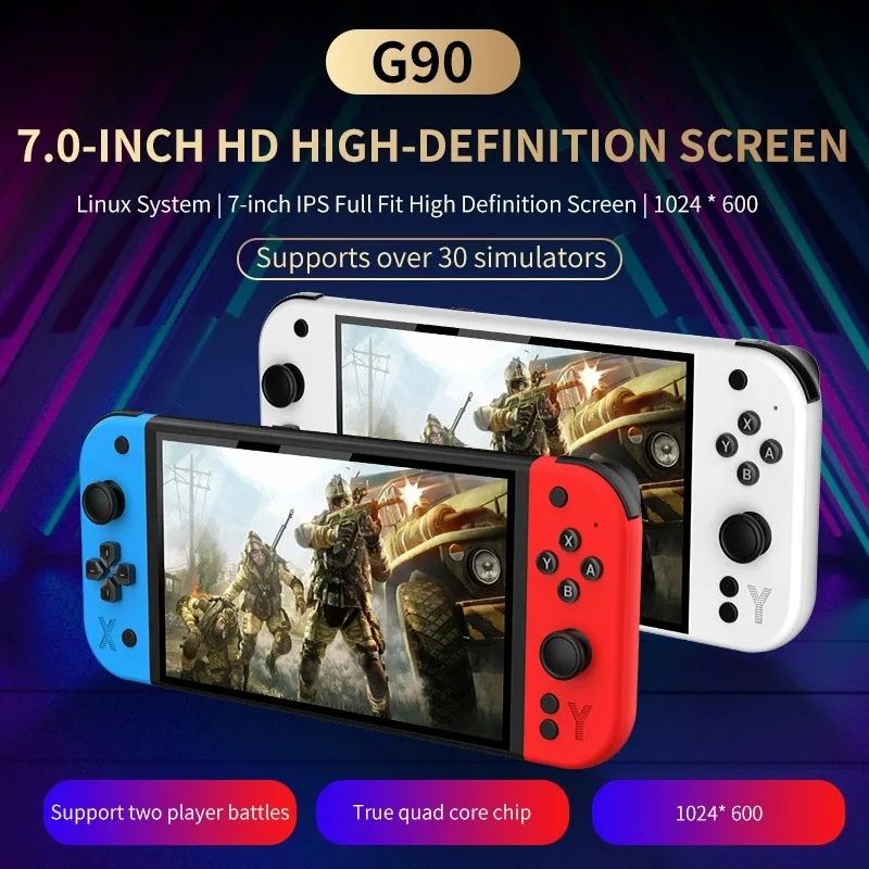 G90 7 بوصة 64 جيجابايت 4000 مللي أمبير وحدة تحكم ألعاب محمولة باليد ممر مناسبة لوحدة تحكم ألعاب التلفزيون الرجعية PSP/PS1 هدية للأولاد
