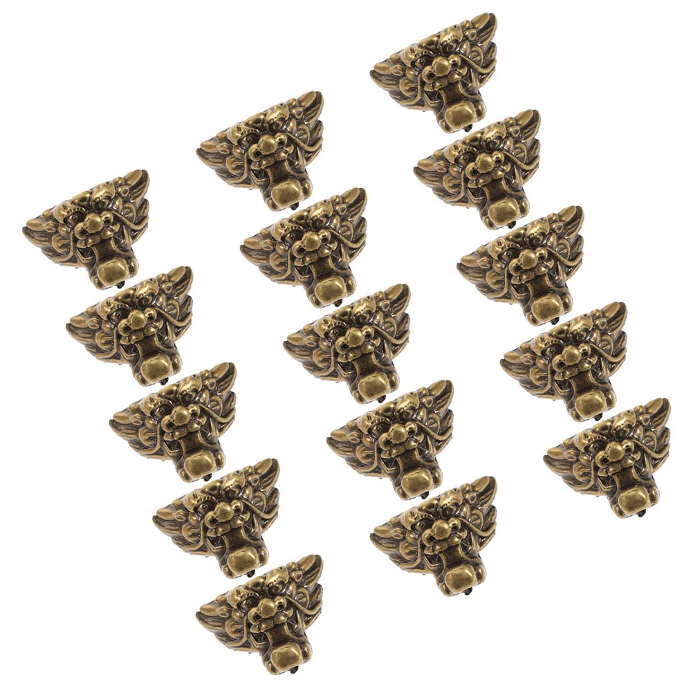 

16Pcs Lion Shaped Decorative Box Feet Vintage Corner Protectors for Wine Jewelry Storage Chests Cabinet Furniture Hardware