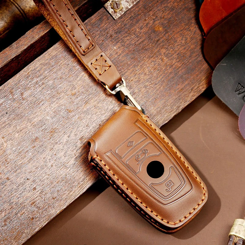 Key Case for Car Luxury Leather Fob Keychain Accessories For BMW CAS4 CAS1 1 2 5 7 Series X1 X3 X5 X6 X5M X6M Holder Keyring