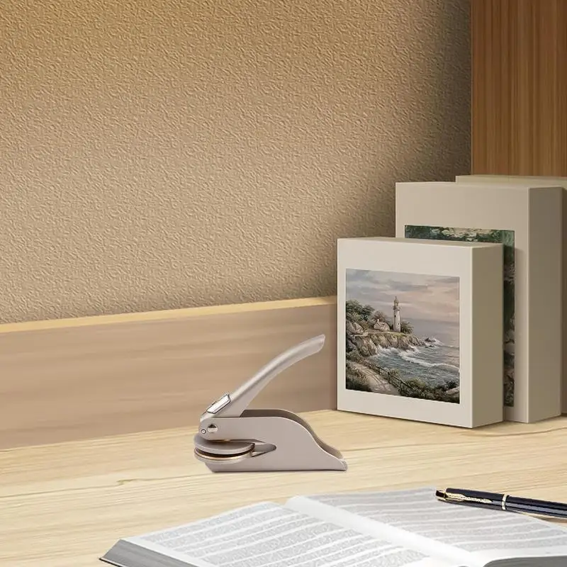 Book Stamp Embosser Metal Library Embosser Seal Stamp For Books Business Cards Paper Hand-Held Embossing Stamp For DIY Journals