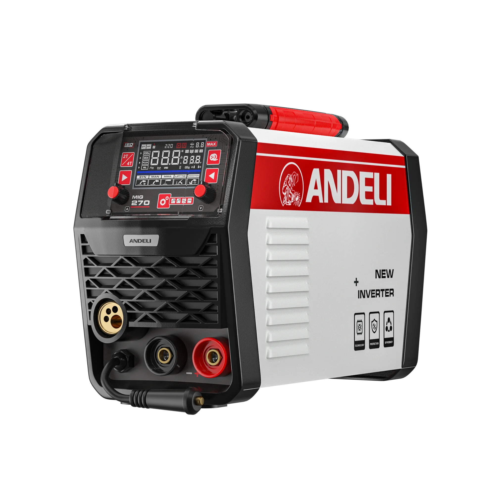 ANDELI 2024 GMAW-S MIG-270 4 IN 1 110V 220V MULTI PROCESS SYNERGIC WELDER  GAS MIG , FLUX MIG LIFT TIG  MMA Aluminium Welder