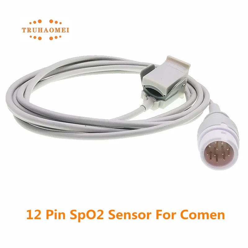 For Comen SpO2 Sensor Reusable 12 Pin Adult Pediatric Neonates Vet Clip Patient Monitoring C60 Star 8000 SAO2 Probe