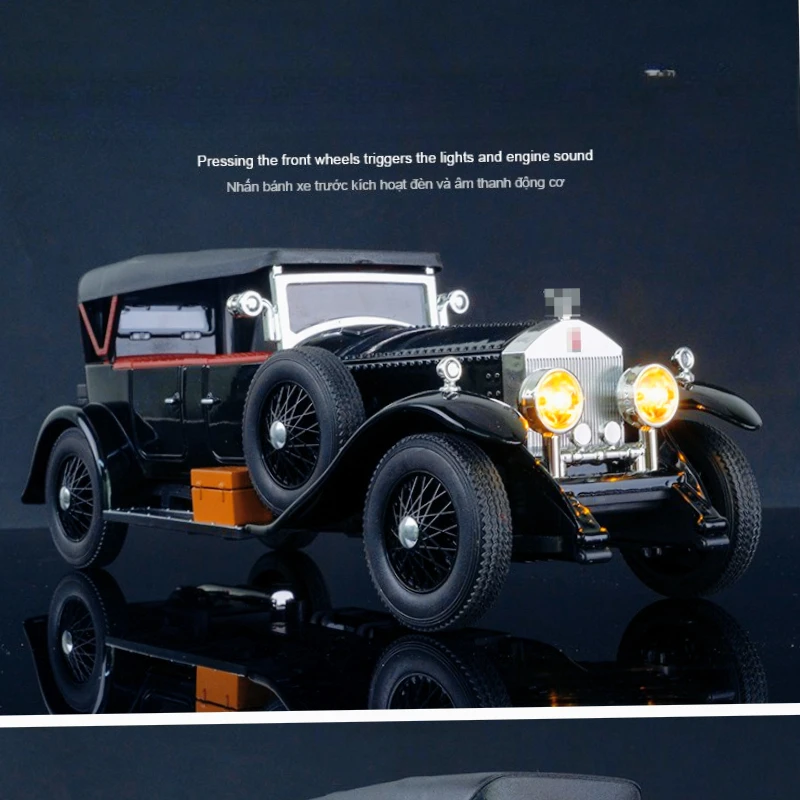 

1:24 модель автомобиля из фантомного сплава, имитация классического автомобиля со звуком и светом, украшение для рабочего стола, детские игрушки, детские подарки