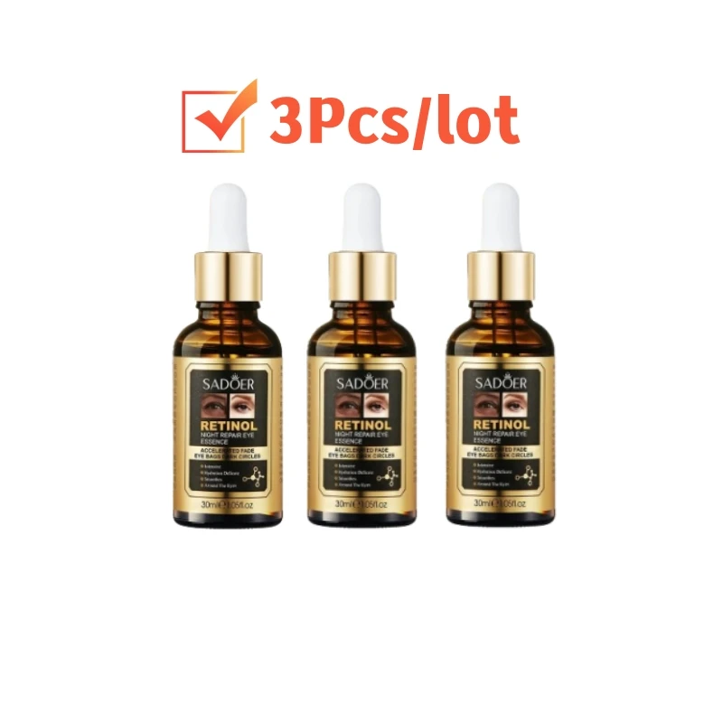 3Pcs Retinol Eye Serum Anti Puffiness Repair Essence Hydrating Remove Dark Circle Eye Bag  Moisturizing Woman Beauty Skin Care