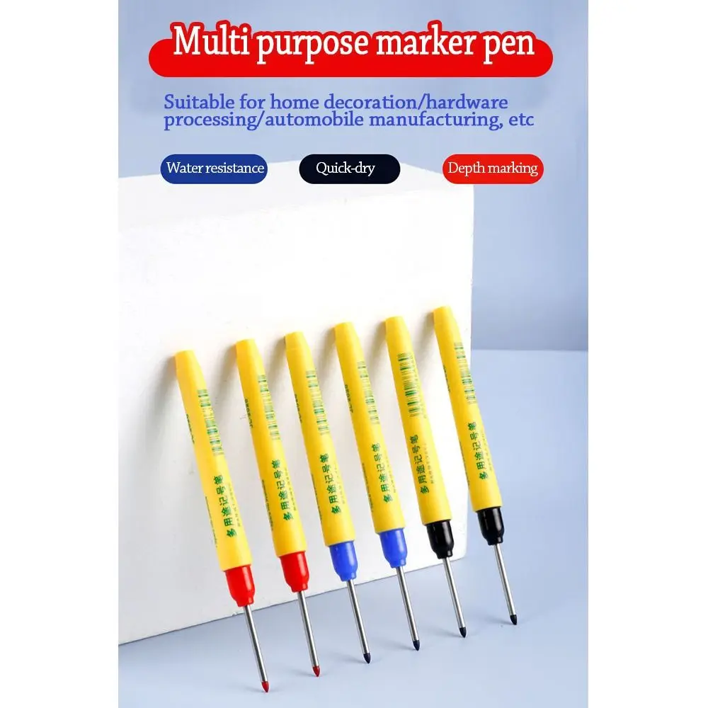 Oil-Based Long Head Markers 33mm Long Head Black/Red/Blue Ink Oil-Based Marking Pen Waterproof Mark Pen Woodworking Using
