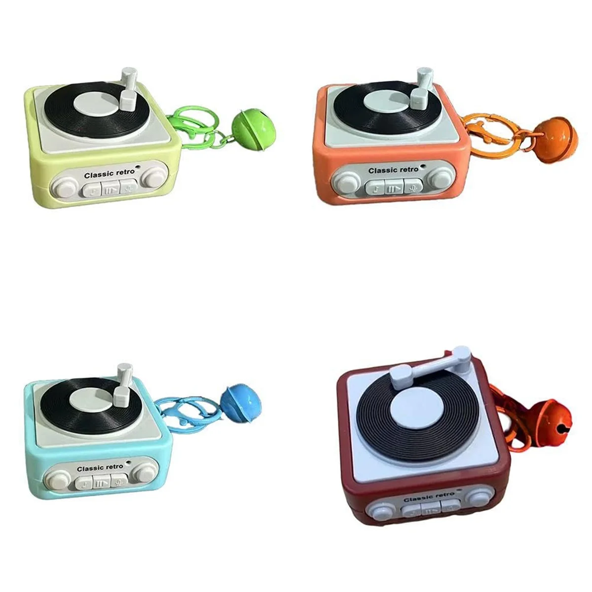 ONCE Mini Retro Tape Recorder Keychain Portable Keychain Retro Tape Recorder Couple'S Gift Keychain Mini Recordable Red