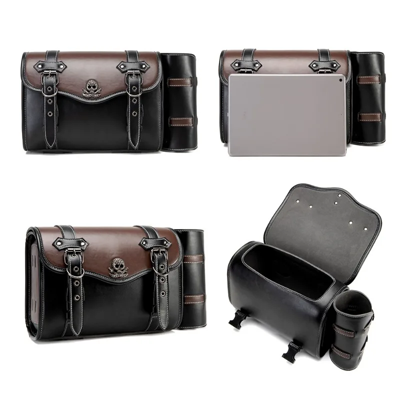 Harley Cruiser Vintage Motorcycle Side Bag Large Capacity Waterproof Off-Road Hanging Pouch with Unique Design