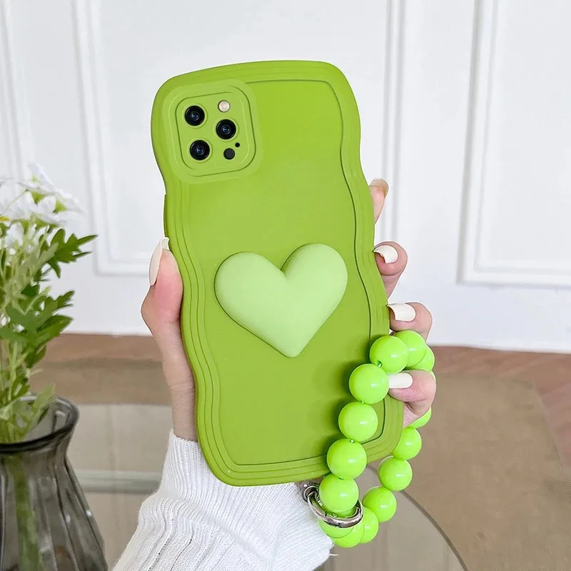 3D Heart Ring Chain Silicone Wave Case For Samsung Galaxy A71 A51 A31 A21 A11 A01 A10 A20 A30 A50 A7 2018 A13 Lite 4G Soft Cover