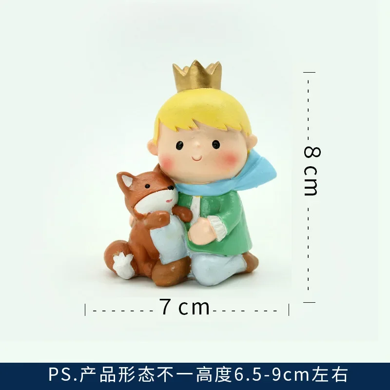 Figurines en résine du Petit Prince pour décoration de gâteau, poupées modèles de collection, cadeau pour fille et garçon, maison et bureau, rose et renard