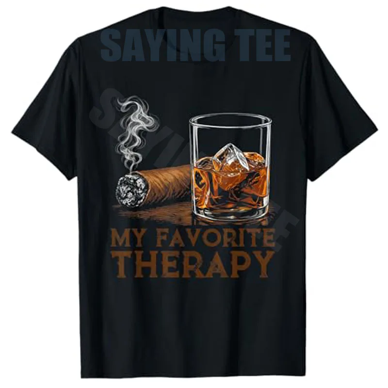 Mein Lieblings-Therapie-T-Shirt für lustige Zigarren- und Whiskey-Liebhaber, Y2k-Herrenmode, Nachtclub, Bar, Streetwear, Kleidung, Lifestyle-T-Shirt – Detail 3