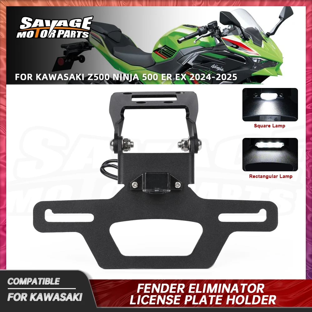 

For Kawasaki Z500 Ninja 500 License Plate Holder Motorcycle Accessories LED Light Rear Tail Tidy Fender Eliminator ER EX 500