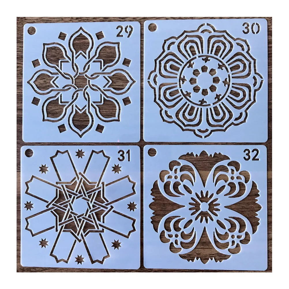 36pcs Plastic Painted Decor DIY Hollow Mandala Pattern Painting Stencils Wall Paper Stencils Drawing Tool (As Shown)