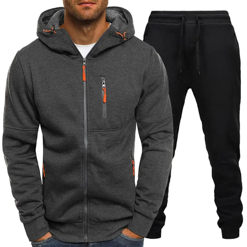 2 pçs/set desportivo jogging absorção de suor casaco de inverno calças definir zip up casaco de inverno sweatpants terno com zíper decoração para esportes