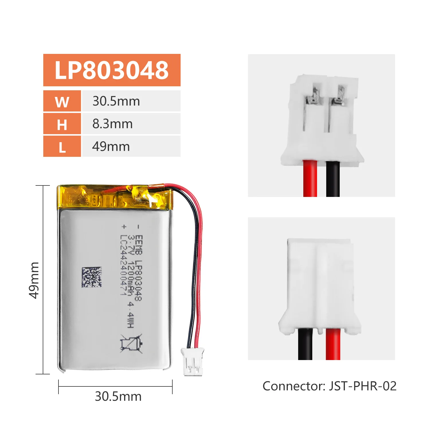 1~10szt EEMB 803048 Bateria Lipo 3,7 V 1200 mAh Akumulator litowo-polimerowy do głośnika GPS Navigator MP5 Bluetooth