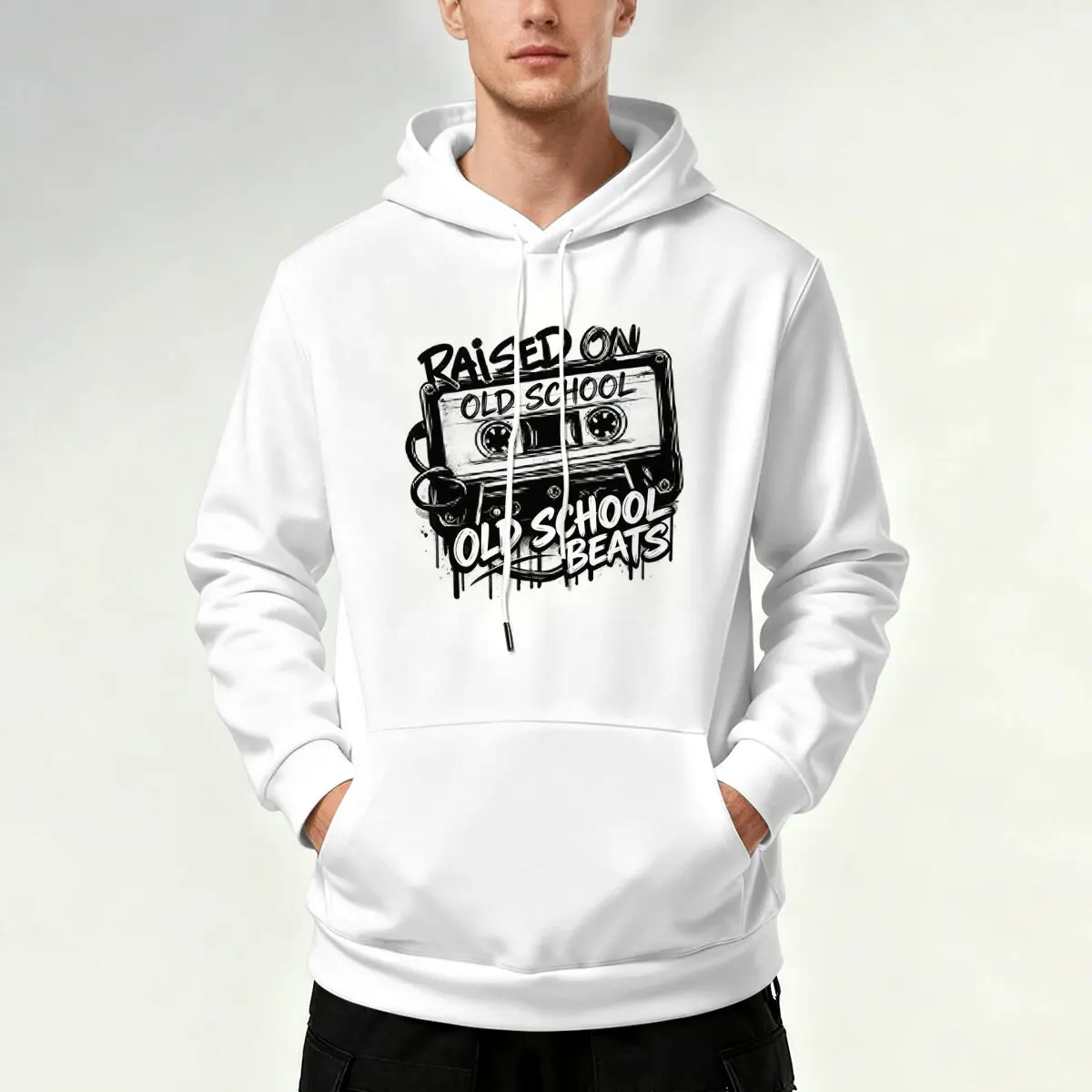 

Мужские толстовки для осени и зимы, в стиле ретро-граффити с кассетами, модные и повседневные, динамичные для社交ных мероприятий и уличной моды