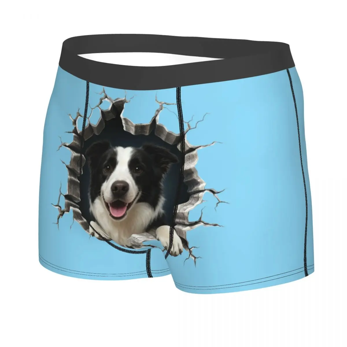 Breaking Through Border Collie Boxers Briefs Men's Stretch Dog Lover Underwear Valentine's Day Wedding Gift For Husband