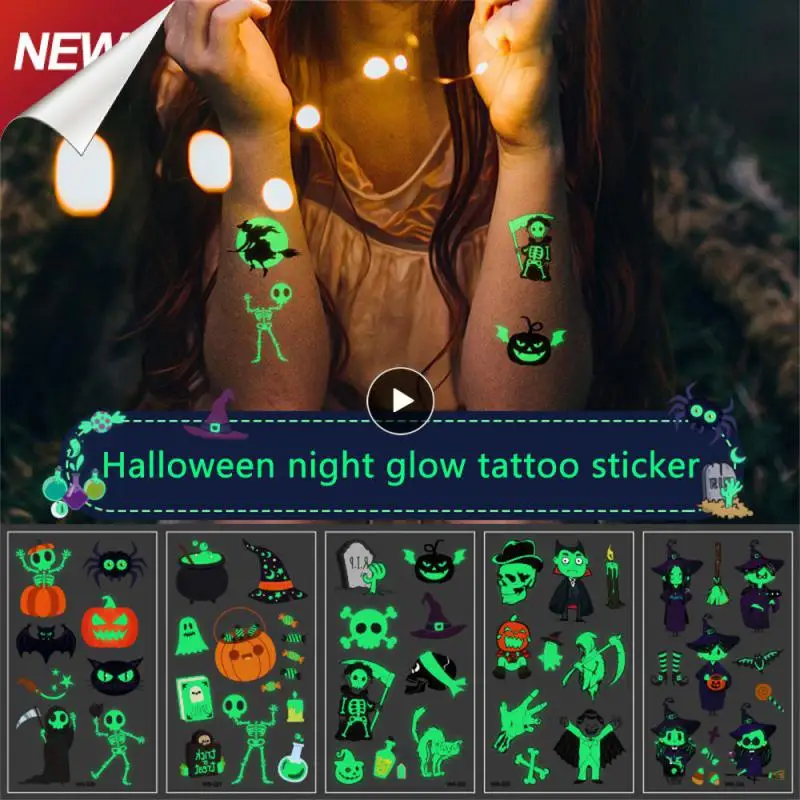 Fluorescent Green Tattoo Sticker Interesting Stimulation Children Halloween Luminous Party Supplies Fluorescent Green Temp Glow