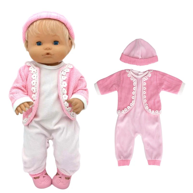 40cm Baby Doll Clothes Pink Rompers Hat for Nenuco Doll Ropa Y Su Hermanita Toys Outwear