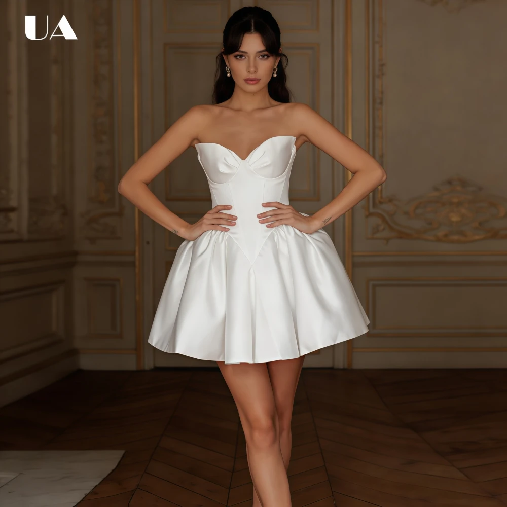 

ULBYANRY Elegant Fit-and-flare Sweetheart Neck Mini Dress, Customized Satin Sleeveless lace-up Evening Dress, Solid Party Dress